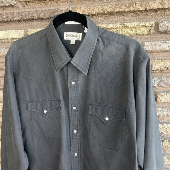 Sheplers Men's Vintage Gray Western Pearl Snap Long Sleeve Shirt Size 16.5 - Picture 3 of 9